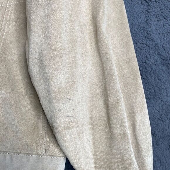 GAP Product RED Leather Mens SZ XL Suede Jacket Y2K Beige Military Rare Boxy - Picture 7 of 16